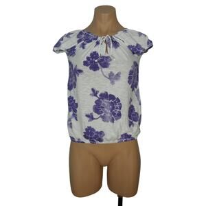 AEROPOSTALE Floral Top S SMALL Juniors Elastic Neckline